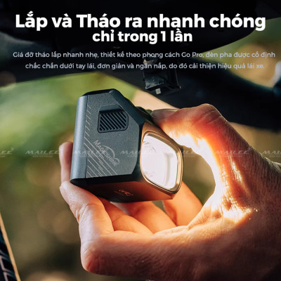 Đèn Xe Đạp Cao Cấp Magic CBL-1600 lumens, pin dung lượng 4000 mAh, tối đa 11h sáng, có chế độ cos/ pha cắt sáng tránh chói, đi kèm giá đỡ và remote (full đủ phụ kiện) - Mai Lee