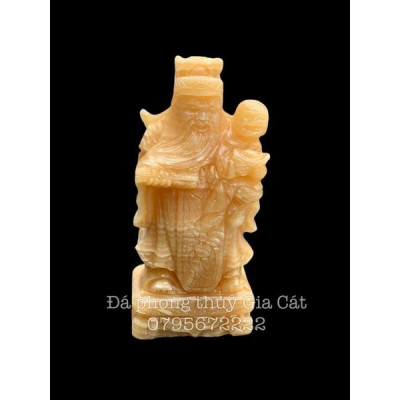 Tượng tam đa phúc lộc thọ đá ngọc hoàng long 20cm có kiểm định