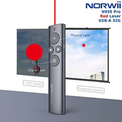 Bút trình chiếu kỹ thuật số cho màn hình TV Led Norwii N95S Pro tia laser màu đỏ với đầu nhận USB tích hợp dung lượng 32Gb- Hàng chính hãng