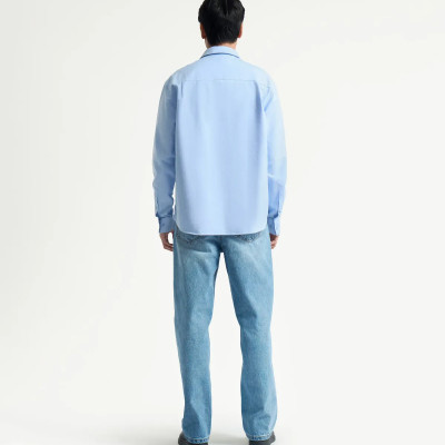 Áo sơ mi nam tay dài oxford trơn xanh nhạt form loose - RT 10F24SHL008 | ROUTINE CÀ MAU