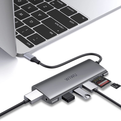 BỘ CHUYỂN ĐỔI WIWU ALPHA A11312H 11 IN 1 USB TYPE C HUB Chất Liệu Hợp Kim Nhôm, Khả Năng Tương Thích Rộng Rãi - Hàng Chính Hãng