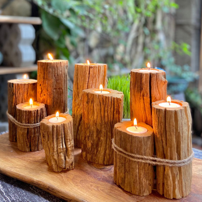 Chân đế nên gỗ lũa trang trí giáng sinh - noel - xmas