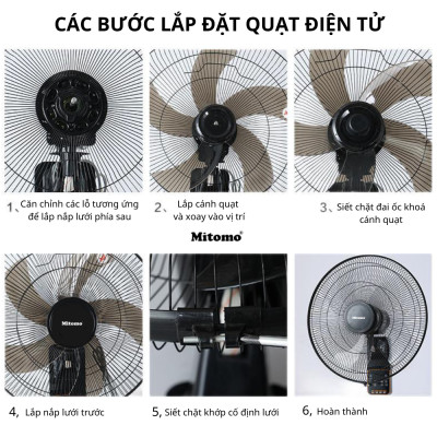 Quạt treo tường điều khiễn từ xa remote Mitomo FTT-60 hàng chính hãng