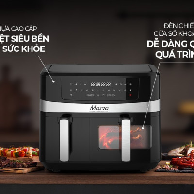 [New] Nồi chiên không dầu 2 ngăn 10L Sunhouse Mama SHD4098 - Chế độ riêng - Tiết kiệm thời gian - Công nghệ Rapid Air - Hàng chính hãng