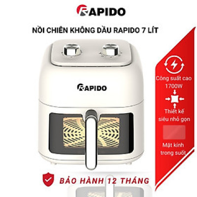 Nồi chiên không dầu Rapido RAF 7.0M3, dung tích 7 lít, công suất 1700W, nhỏ gọn, bảo hành 1 năm toàn quốc - Hàng chính hãng