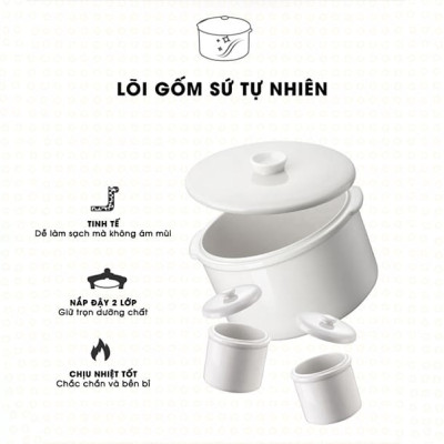 Nồi Ninh, Hấp, Nấu Cháo, Nấu Đồ Ăn Dặm Cho Bé 6 Trong 1 BEAR SUBE002 Có Lồng Hấp Dung Tích 1.6L Công Suất 200W - Hàng Chính Hãng - Hàng Chính Hãng