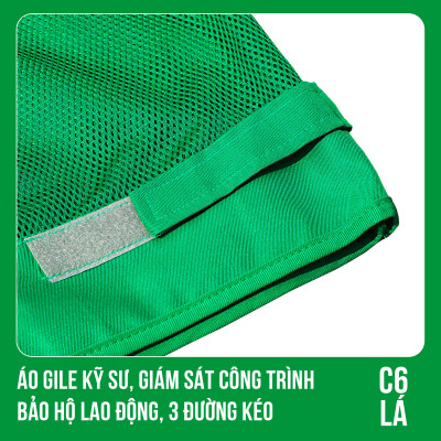 Áo Gile Kỹ Sư, Giám Sát Công Trình, Bảo Hộ Lao Động, 3 Đường Kéo - Mã C6 ( LÁ )