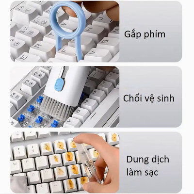 Bộ dụng cụ vệ sinh bàn phím máy tính, laptop, máy ảnh, tai nghe đa năng 7in1 nhỏ gọn tiện lợi, dễ dàng mang theo - Hàng chính hãng