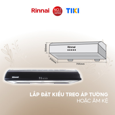Máy hút mùi 70cm Rinnai RVH-7Slim(Hood-LG) than hoạt tính và ống thoát 380W - Hàng chính hãng.