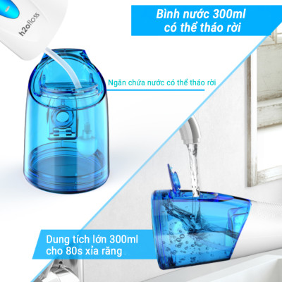 Máy Tăm Nước Cầm Tay H2OFloss HF-9P Làm Sạch Răng - Hàng Chính Hãng