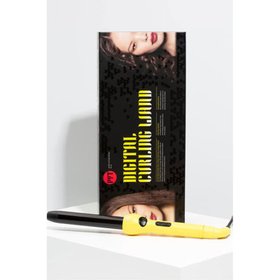 Máy Uốn Kỹ Thuật Số Bằng Sứ Phủ Tourmaline PYT Digital Curling Wand 25mm - Màu Vàng - Nhiệt Hồng Ngoại XaMàu Vàng - Tặng Kèm Găng Tay Chịu Nhiệt