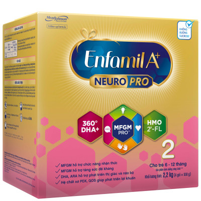 Sữa bột Enfamil A+ NeuroPro 2 với 2’-FL HMO cho trẻ từ 6 –12  tháng tuổi– 2.2kg