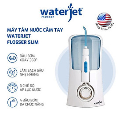 Máy tăm nước cá nhân WaterJet Flosser Slim (4 đầu tăm, dùng được cho người niềng răng, có đầu cạo lưỡi)