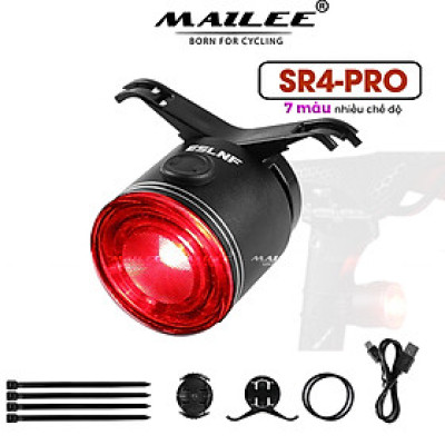 Đèn Hậu Xe Đạp Thông Minh SR4 PRO Cảm Biến Phanh dung lượng 400 mAh thời gian sử dụng lên đến 12h (2 lựa chọn Màu đỏ/ 7 Màu Sắc) An Toàn Đi Đêm - Mai Lee