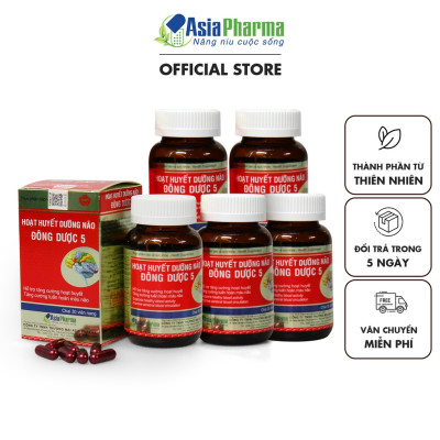 [COMBO 12 HỘP] Viên uống hoạt huyết dưỡng não Đông Dược 5 Asia Pharma hỗ trợ thiểu năng tuần hoàn não - Hộp 30 viên