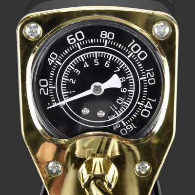 Bơm mini đạp chân - Bơm đa năng - Bơm được xe đạp, xe máy, các loại bóng, phao có đồng hồ đo áp suất - Tặng kim bơm các loại - Chính Hãng