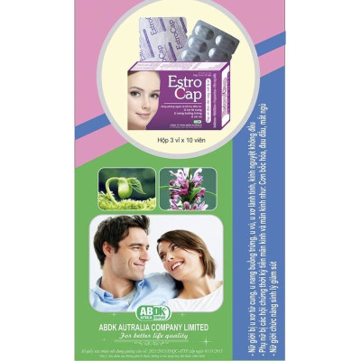 ￼Viên Uống  Estrocap -Hộp 30 Viên -Dùng cho nữ giới u xơ tử cung lành tính, kinh nguyệt không đều , đau  bụng kinh