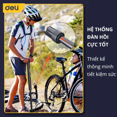 Bơm Xe Đạp Deli Đạp Chân, Tay Chính Hãng - Siêu Nhẹ, Dễ Dàng Di Chuyển - Áp Suất Cao - DL880002|4|5|6