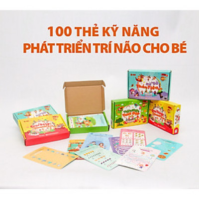 Combo Bộ thẻ trò chơi kỹ năng phát triển trí não cho bé (100 trò chơi đa dạng chủ đề cho bé)