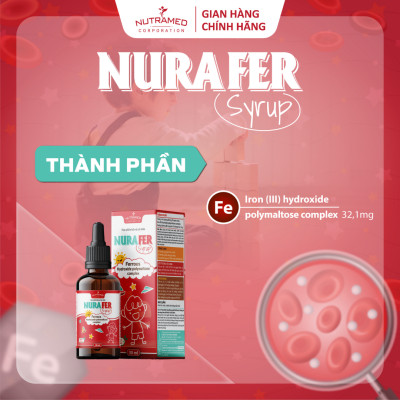 Siro Nurafer hỗ trợ bổ sung sắt giúp giảm nguy cơ thiếu máu do thiếu sắt (30ml) - Nutramed