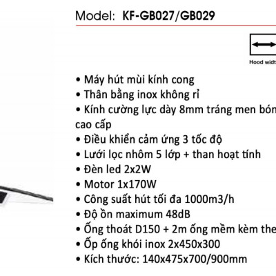 Máy hút khói, khử mùi KAFF KF-GB027 - Sản phẩm chính hãng
