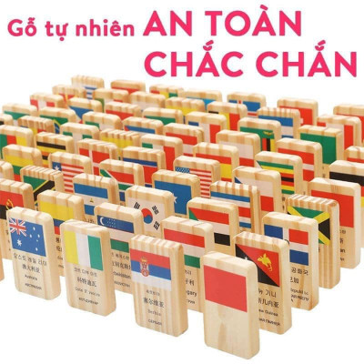Đồ Chơi Gỗ, Bộ Domino Cờ 100 Quốc Gia Trên Thế Giới, Đồ Chơi Trẻ Em