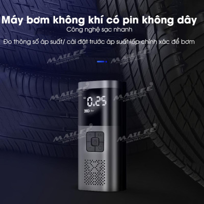 Bơm điện cầm tay di động VC-027 cho ô tô, xe đạp điện, xe máy dung lượng 6000 mAh, đa năng, không dây di động 150 psi (đủ phụ kiện) - Mai Lee