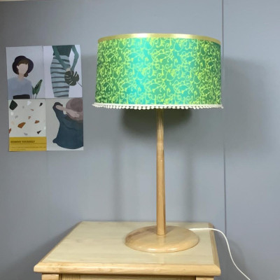 Đèn bàn gỗ góc phương Đông,Gỗ tự nhiên, lụa Hà Đông