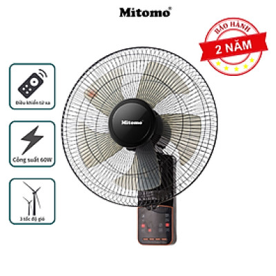 Quạt treo tường Mitomo FTT-60 hàng chính hãng, có điều khiển tử xa, động siêu xịn bảo hành 24 tháng