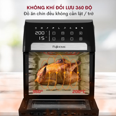 Nồi chiên không dầu 12L Fujihome A12DB nhập khẩu, nồi chiên điện tử 9 chế độ nấu, tặng bộ phụ kiện 8 món - BH 1 năm - hàng chính hãng