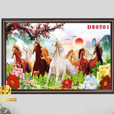 D805 34 Tranh kính Bát mã tung hoành (Được chọn mẫu)