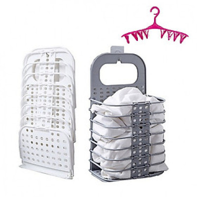 Combo 2 giỏ đựng đồ treo tường + tặng móc treo quần áo có 8 kẹp tiện lợi (giao màu ngẫu nhiên)