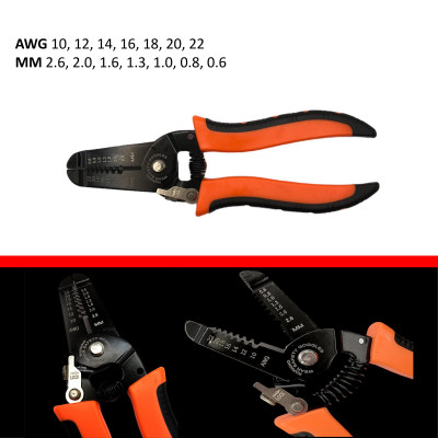 Kìm tuốt dây, kìm tuốt dây điện, kìm chính hãng cao cấp, mũi kìm tròn có chốt gài an toàn khi sử dụng 