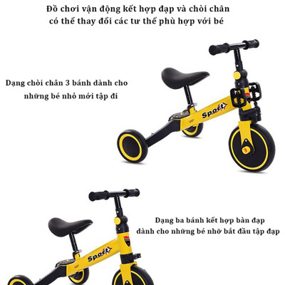 Xe thăng bằng - xe đạp 3 bánh đa năng cho bé. Xe thăng bằng có bàn đạp kết hợp xe chòi chân Sport cho bé - TẶNG KÈM ĐÀN XYLOPHONE 8 THANH CHO BÉ  