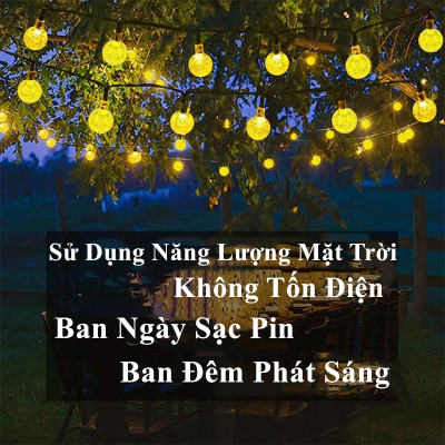 Đèn Led Cảm Biến Năng Lượng Mặt Trời 6,5M 30 Đèn Chống Thấm Nước  Treo Trang Trí Gồm 2 Màu  Vàng Ấm Và Đa Sắc 