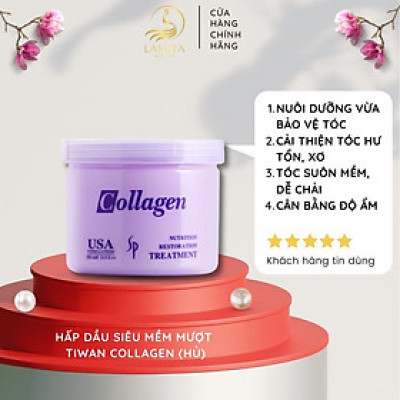Hấp dầu Tiwan Collagen 500ml giúp phục hồi và bảo vệ tóc hư tổn Lamita Hair Spa - LS011