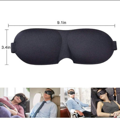 Bịt Che Mắt Ngủ 3D Kèm Bịt Tai Văn Phòng, Trên Xe Ô tô, Máy Bay, Thoáng Khí, Mềm Mại Cho Giấc Ngủ Ngon, Mặt Nạ Ngủ. Du Lịch Dã Ngoại Phượt Thiền MÀU ĐEN