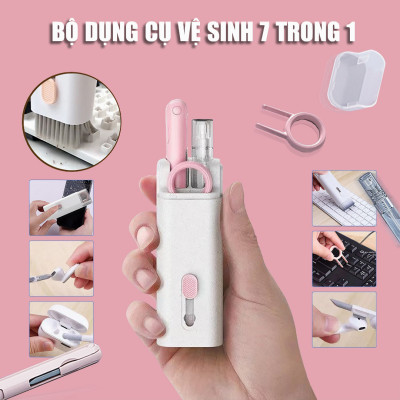 Bộ dụng cụ vệ sinh bàn phím máy tính, laptop, máy ảnh, tai nghe đa năng 7in1 nhỏ gọn tiện lợi, dễ dàng mang theo - Hàng chính hãng