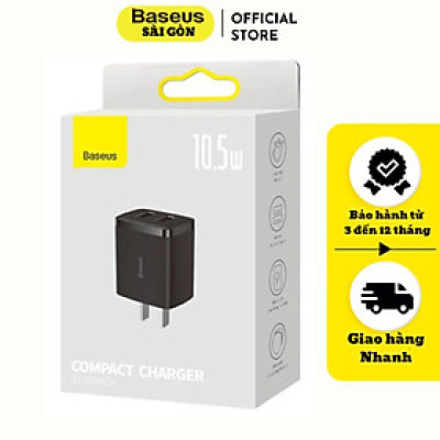 Củ sạc Baseus Compact Charger CCXJ đa năng 2 cổng USB A 10.5w -Hàng chính hãng