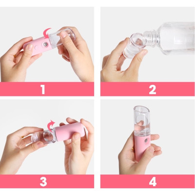 Sản phẩm dụng cụ trang điểm làm đẹp - Xịt khoáng nano mini cầm tay , xịt  phun sương mặt , cấp ẩm , mịn màng ,mát mẻ , không bị khô ,hợp với người ngồi văn phòng , thiết kế nhỏ gọn dễ mang theo mọi nơi