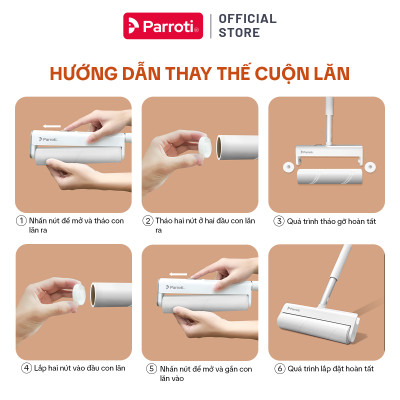 Cây Lăn Bụi Ga Giường, Quần Áo, Thảm Nhà, Rèm Cửa, Cây Lăn Lông Chó Mèo, Đầu Lăn Có Thể Thay Thế - Parroti Roller RE01