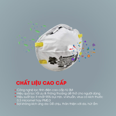 Combo 8 Khẩu Trang Chống Bụi Cao Cấp 3M 8210 N95 - Hiệu Suất Lọc 95%, Bụi Mịn, Vi Khuẩn, Vi Rút, Có Dây Đeo Qua Đầu