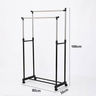 Giá Phơi Quần Áo, Xào Phơi Đồ, Giàn Phơi Inox Thông Minh 2 Tầng Có Bánh Xe Tiện Di Chuyển 