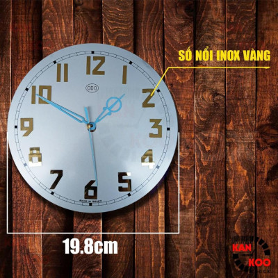 Mặt số đồng hồ Odo tròn 19cm – Số nổi inox vàng – Phục chế đồng hồ cổ
