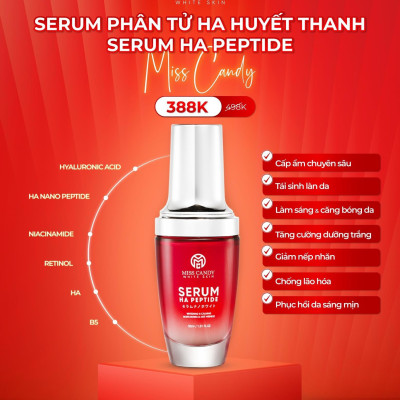 Bộ 2 Sản Phẩm Trắng Da Mờ Thâm, Sạm, Nám, Tàn Nhang MISS CANDY Gồm Serum HA Peptide 30ml + Kem Nám Sâm Nhung Hoàng Kim 25g - PHỤNG BEAUTY