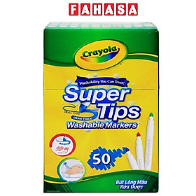 Hộp 50 Bút Lông Màu Rửa Được - Phiên Bản Mới Super Tips - Crayola 587507
