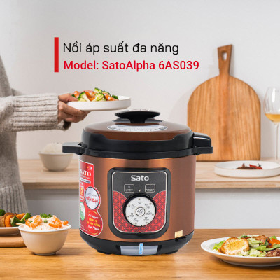 Nồi áp suất đa năng SatoAlpha 6AS039 6.0L - Lòng nồi bằng hợp kim nhôm chống dính cao cấp, an toàn sức khỏe. Bảng điều khiển Tiếng Việt dễ hiểu khi dùng với van xả áp, van khóa hiện đại - Miễn phí vận chuyển toàn quốc - Hàng chính hãng