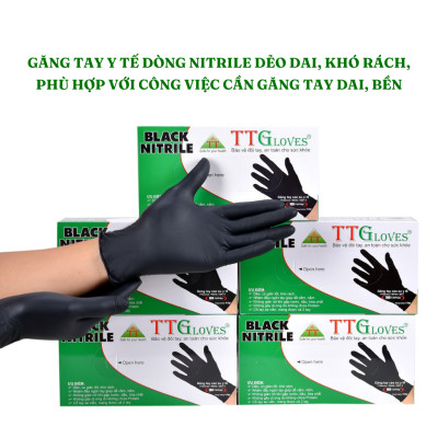 Găng Tay Y Tế Size S Không Bột Nitrile Màu Đen TTGLOVES (100 chiếc)