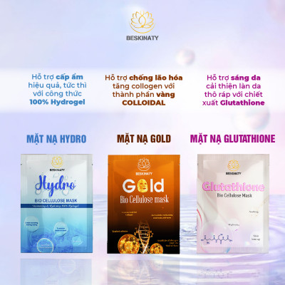 Combo 3 Mặt nạ BESKINATY Glutathione Bio Mask dưỡng sáng phục hồi da cao cấp