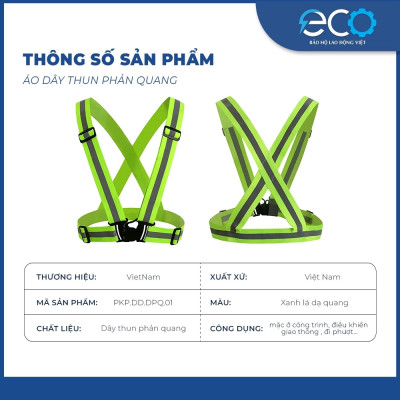 Áo phản quang xanh lá đi phượt loại tốt có khoá cài, dây đai thun độ phát sáng ban đêm tốt